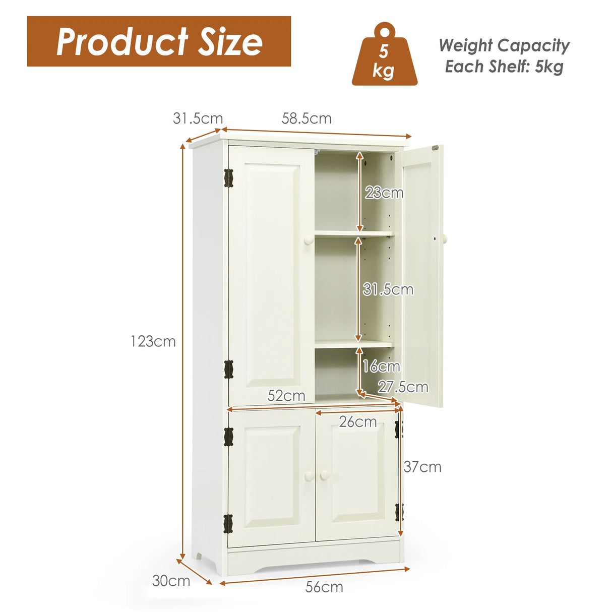 Sideboard Buffet Storage Cabinet with Adjustable Shelf