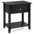 Bedside Tables with Drawer and Storing Shelf for Bedroom/Living Room/Bathroom/Office-Black-1 piece