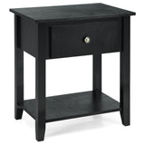 Bedside Tables with Drawer and Storing Shelf for Bedroom/Living Room/Bathroom/Office-Black-1 piece