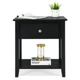 Bedside Tables with Drawer and Storing Shelf for Bedroom/Living Room/Bathroom/Office-Black-1 piece