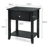 Bedside Tables with Drawer and Storing Shelf for Bedroom/Living Room/Bathroom/Office-Black-1 piece