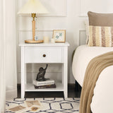 Bedside Tables with Drawer and Storing Shelf for Bedroom/Living Room/Bathroom/Office-White-1 piece