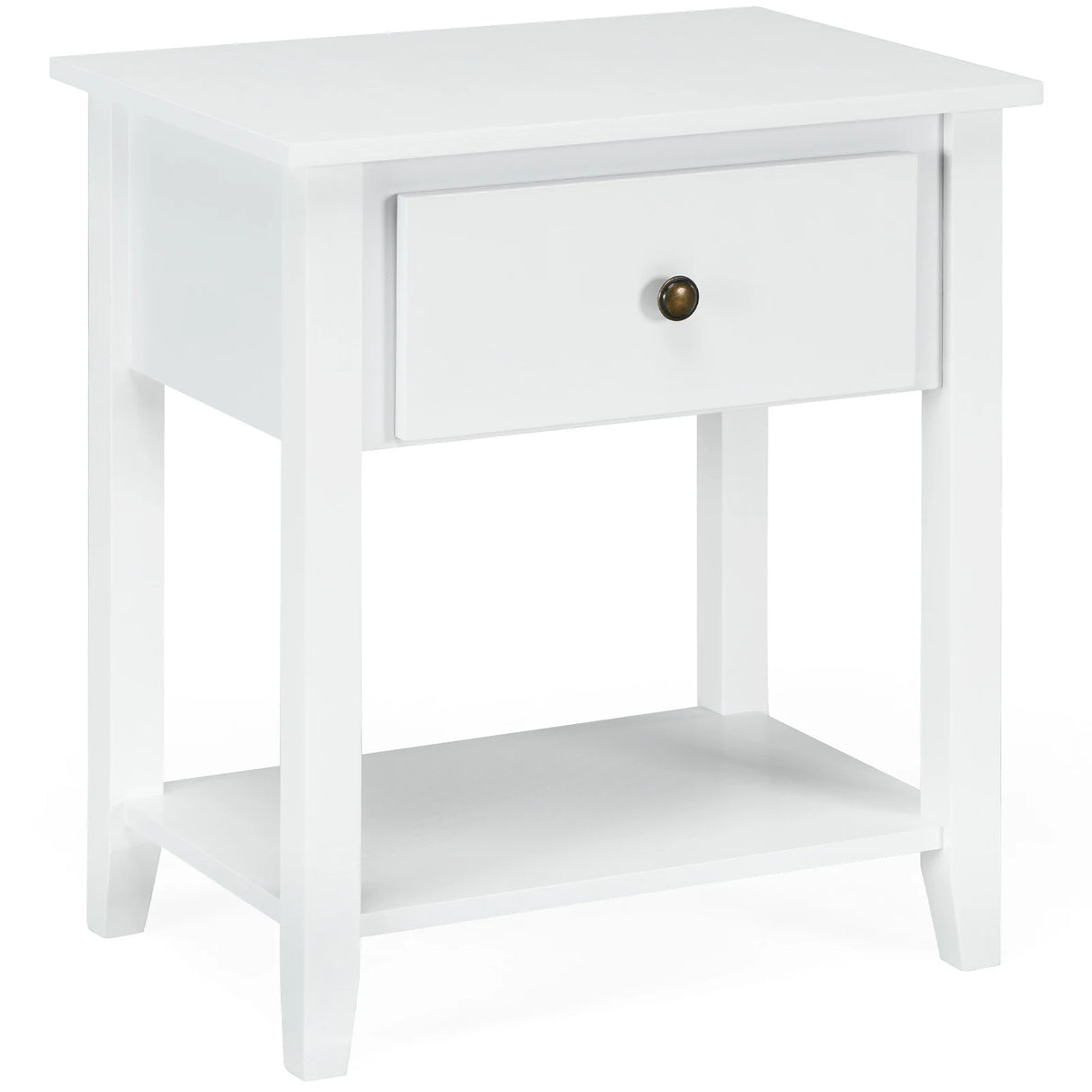 Bedside Tables with Drawer and Storing Shelf for Bedroom/Living Room/Bathroom/Office-White-1 piece