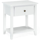 Bedside Tables with Drawer and Storing Shelf for Bedroom/Living Room/Bathroom/Office-White-1 piece