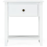 Bedside Tables with Drawer and Storing Shelf for Bedroom/Living Room/Bathroom/Office-White-1 piece