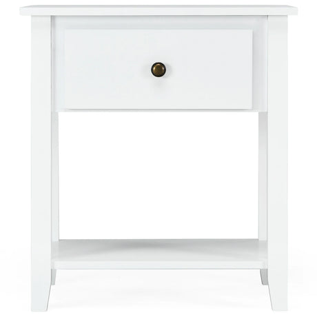Bedside Tables with Drawer and Storing Shelf for Bedroom/Living Room/Bathroom/Office-White-1 piece