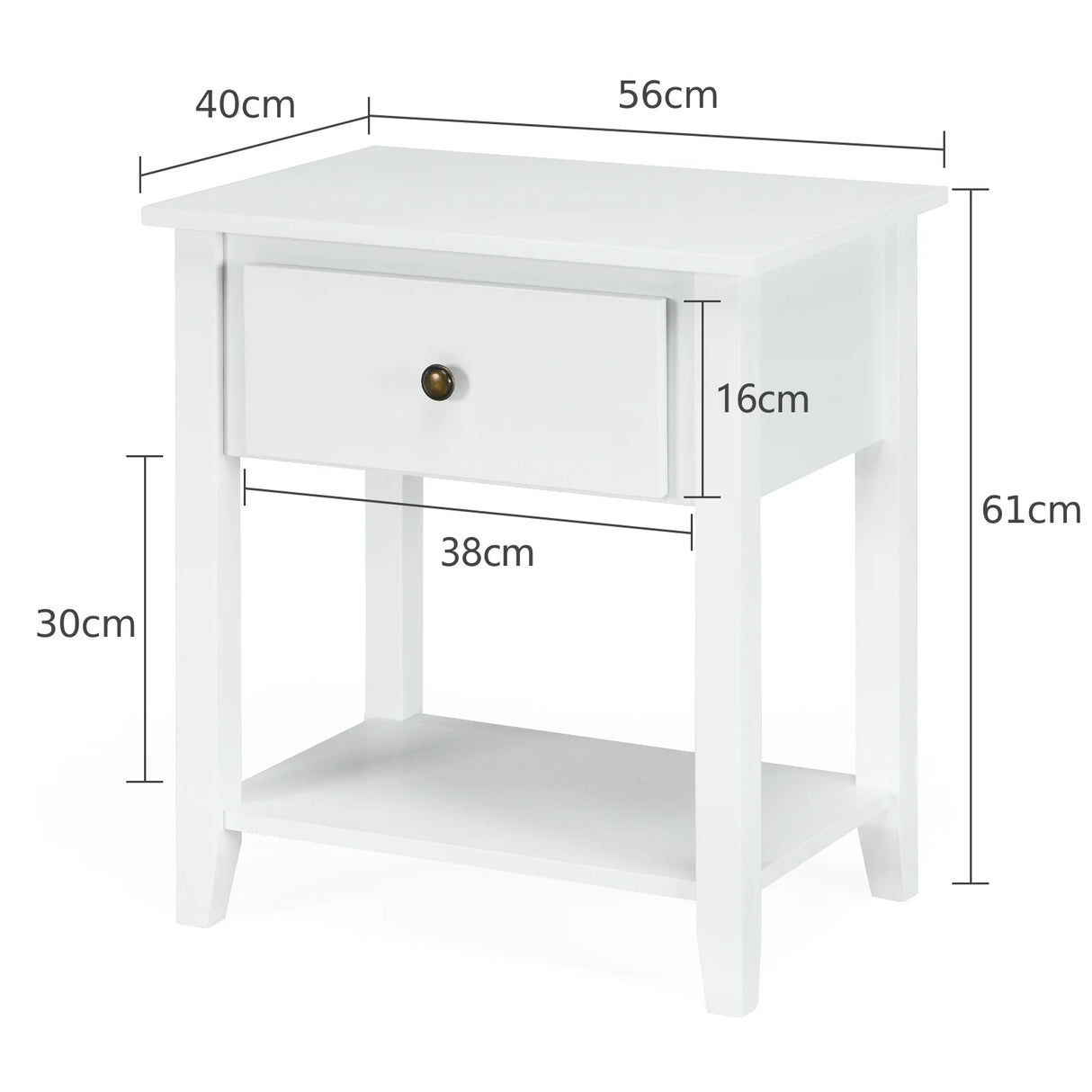 Bedside Tables with Drawer and Storing Shelf for Bedroom/Living Room/Bathroom/Office-White-1 piece