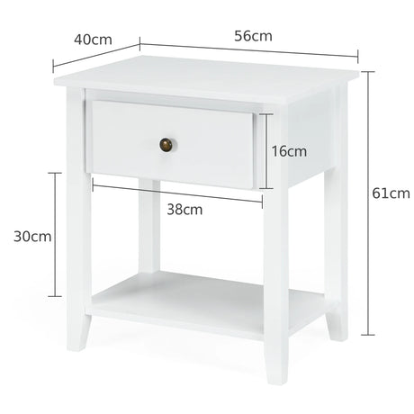 Bedside Tables with Drawer and Storing Shelf for Bedroom/Living Room/Bathroom/Office-White-1 piece