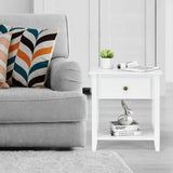 Bedside Tables with Drawer and Storing Shelf for Bedroom/Living Room/Bathroom/Office-White-1 piece