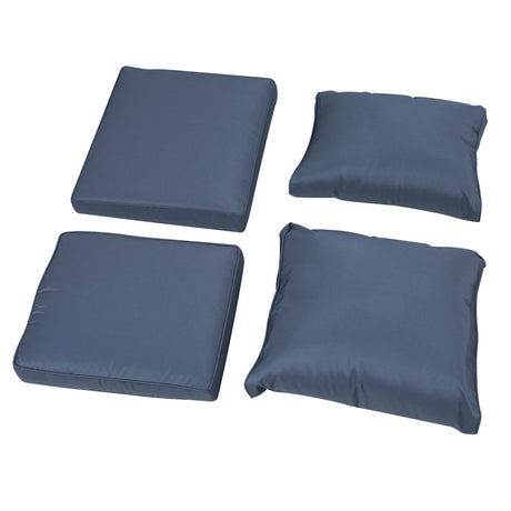 Outsunny Six-piece Outdoor Rattan Dining Set, Outdoor Sofa Set with Reclining Armchairs and Mental Frame, Blue