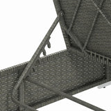 Outsunny Rattan Sun Lounger, Five-Position Reclining Garden Lounger Bed with Cushion, Light Grey