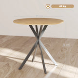 HOMCOM 80cm Industrial Round Dining Table - White Oak