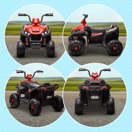 AIYAPLAY 12V Kids Electric Quad Bike w/ Spring Suspension System, Forward & Backward, LED Light, Music, MP3, Red