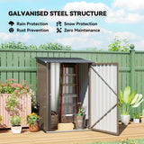 Outsunny Small Metal Garden Shed 3.3 x 3.4 Lean To Steel Garden Shed with Locking Door, Brown