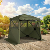 Outsunny Pop Up Gazebo Waterproof Instant Shelter with Awning Mesh Windows for Camping Patio 2 x 2 m, Army Green