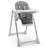 Foldable Convertible Baby High Chair with Adjustable Height and Removable Tray-Grey
