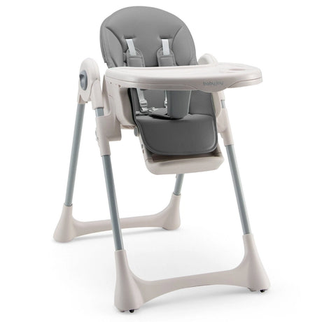 Foldable Convertible Baby High Chair with Adjustable Height and Removable Tray-Grey