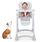 Height Adjustable Folding Highchair for Baby Toddler-Grey
