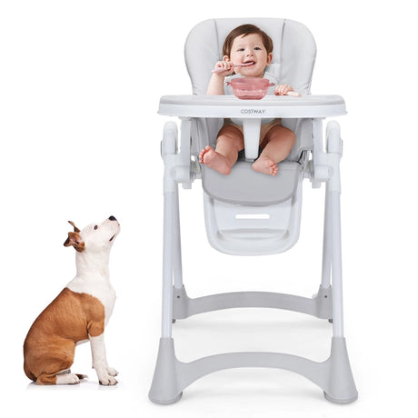Height Adjustable Folding Highchair for Baby Toddler-Grey