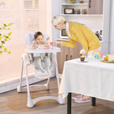 Height Adjustable Folding Highchair for Baby Toddler-Grey