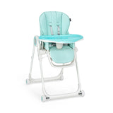 Baby High Chair Foldable Feeding Chair with 4 Lockable Wheels-Green