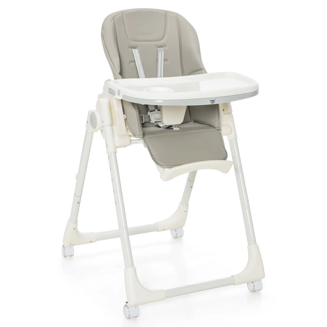 Folding Adjustable High Chair with 5 Recline Positions for Babies Toddlers-Grey