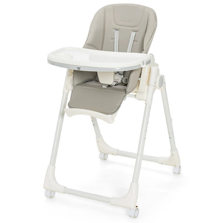 Folding Adjustable High Chair with 5 Recline Positions for Babies Toddlers-Grey