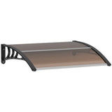 Outsunny Front Door Canopy Outdoor Awning Aluminium Rigid Plastic Polycarbonate Rain Shelter UV Water Rain Resistant 100 x 75cm Brown