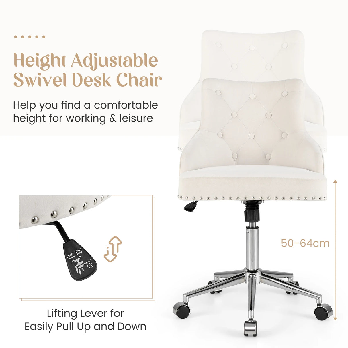Adjustable 360 Swivel Accent Armchair-Beige