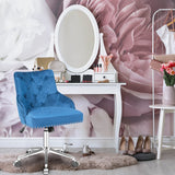 Upholstered Home Office Chair with Wheels and Nailhead Trim