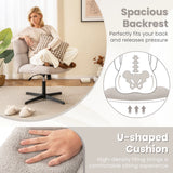 Office Armless Chair Cross Legged with Imitation Lamb Fleece and Adjustable Height-Gray