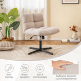 Office Armless Chair Cross Legged with Imitation Lamb Fleece and Adjustable Height-Gray