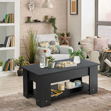 Coffee Table with Lift-up Desktop and Hidden Storage-Black