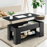 Coffee Table with Lift-up Desktop and Hidden Storage-Black