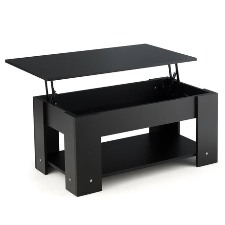 Coffee Table with Lift-up Desktop and Hidden Storage-Black
