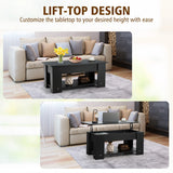 Coffee Table with Lift-up Desktop and Hidden Storage-Black