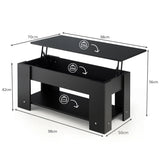 Coffee Table with Lift-up Desktop and Hidden Storage-Black