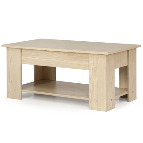 Coffee Table with Lift-up Desktop and Hidden Storage-Natural