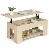 Coffee Table with Lift-up Desktop and Hidden Storage-Natural