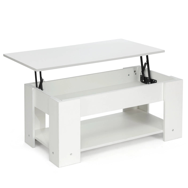 Coffee Table with Lift-up Desktop and Hidden Storage-White