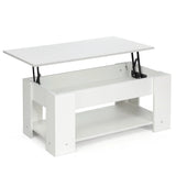 Coffee Table with Lift-up Desktop and Hidden Storage-White