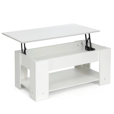 Coffee Table with Lift-up Desktop and Hidden Storage-White