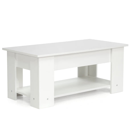 Coffee Table with Lift-up Desktop and Hidden Storage-White
