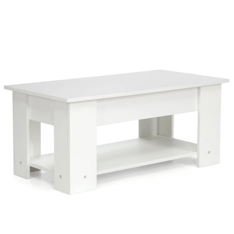 Coffee Table with Lift-up Desktop and Hidden Storage-White