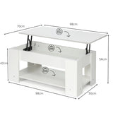 Coffee Table with Lift-up Desktop and Hidden Storage-White