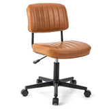 PU Leather Adjustable Office Chair Swivel Task Chair with Backrest-Orange
