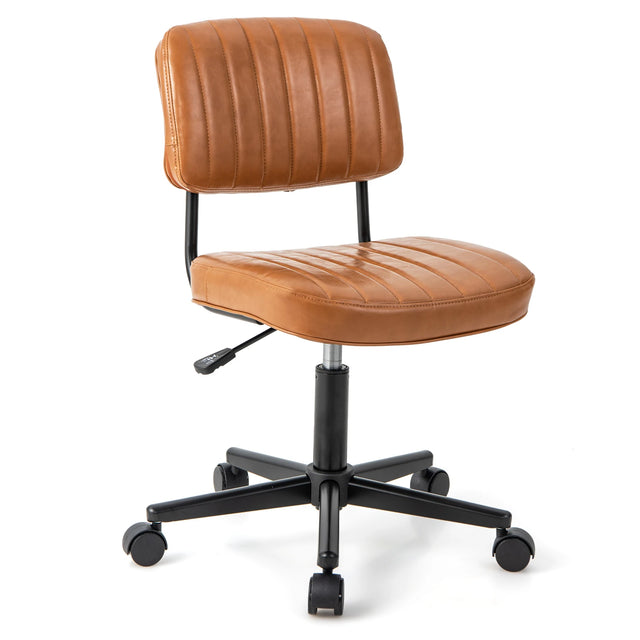 PU Leather Adjustable Office Chair Swivel Task Chair with Backrest-Orange