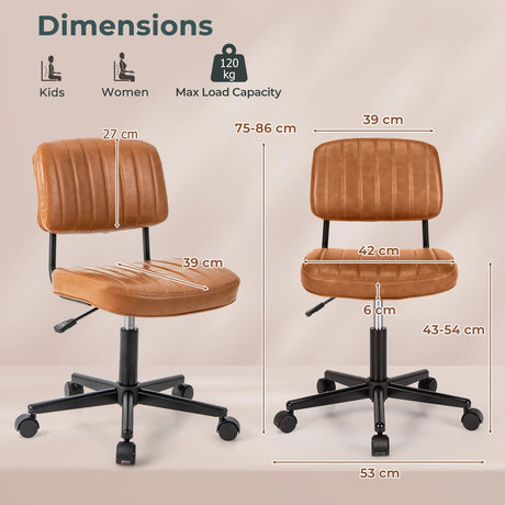 PU Leather Adjustable Office Chair Swivel Task Chair with Backrest-Orange