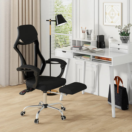 Ergonomic Mesh Office Chair with Footrest-Black