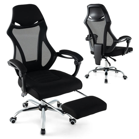Ergonomic Mesh Office Chair with Footrest-Black